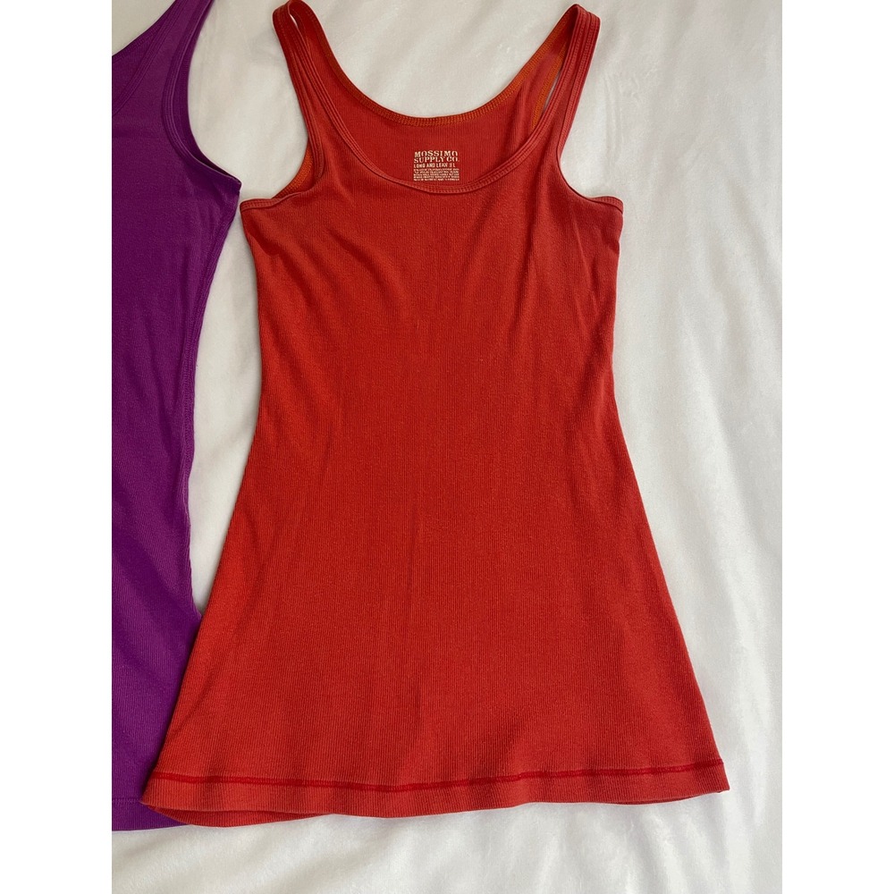 Mossimo Supply Co Long & Lean Ribbed Tank Tops 2 Pack Purple Orange Red Large - Picture 7 of 9